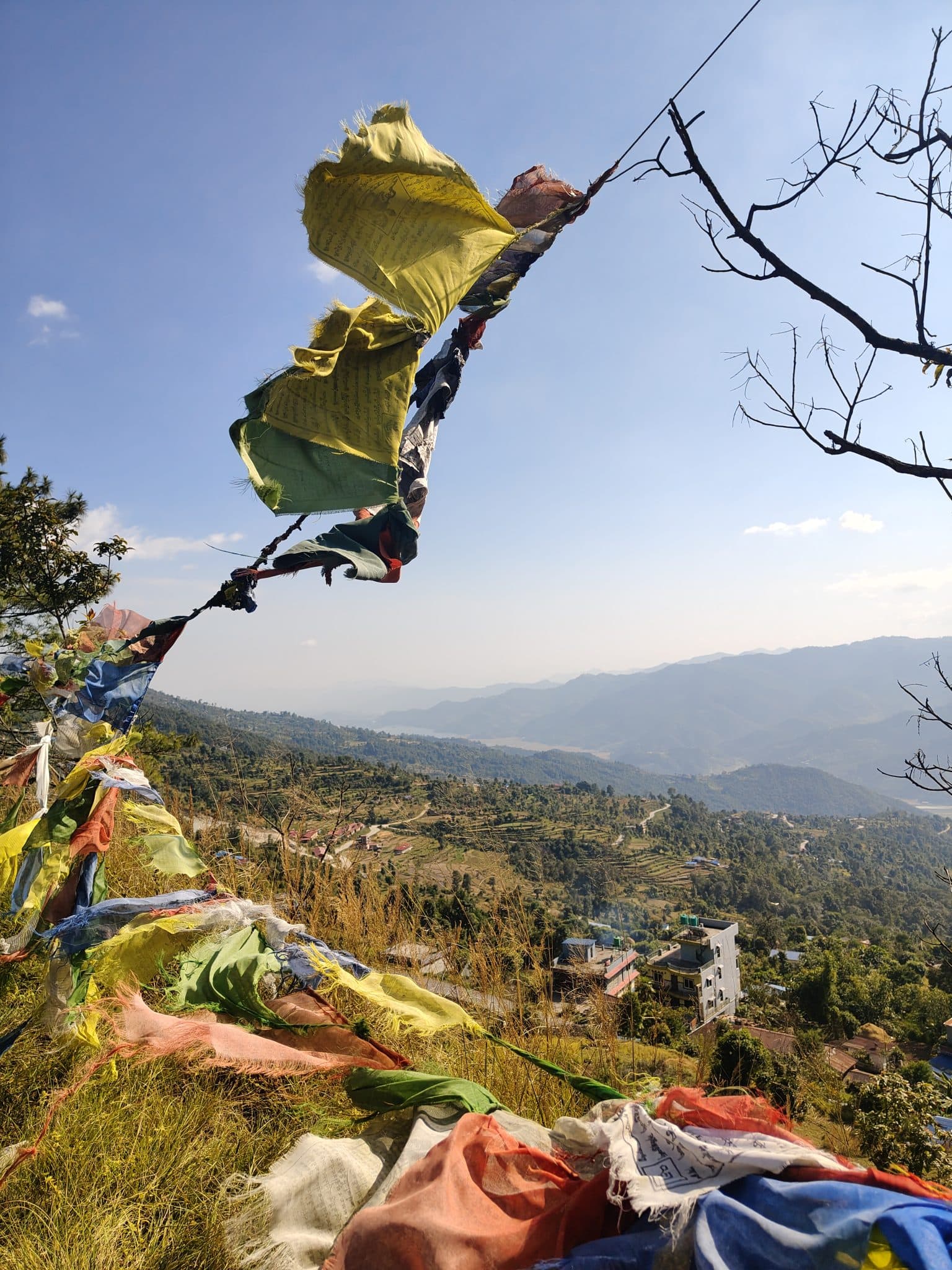 Prayer flags over the hills of Nepal
